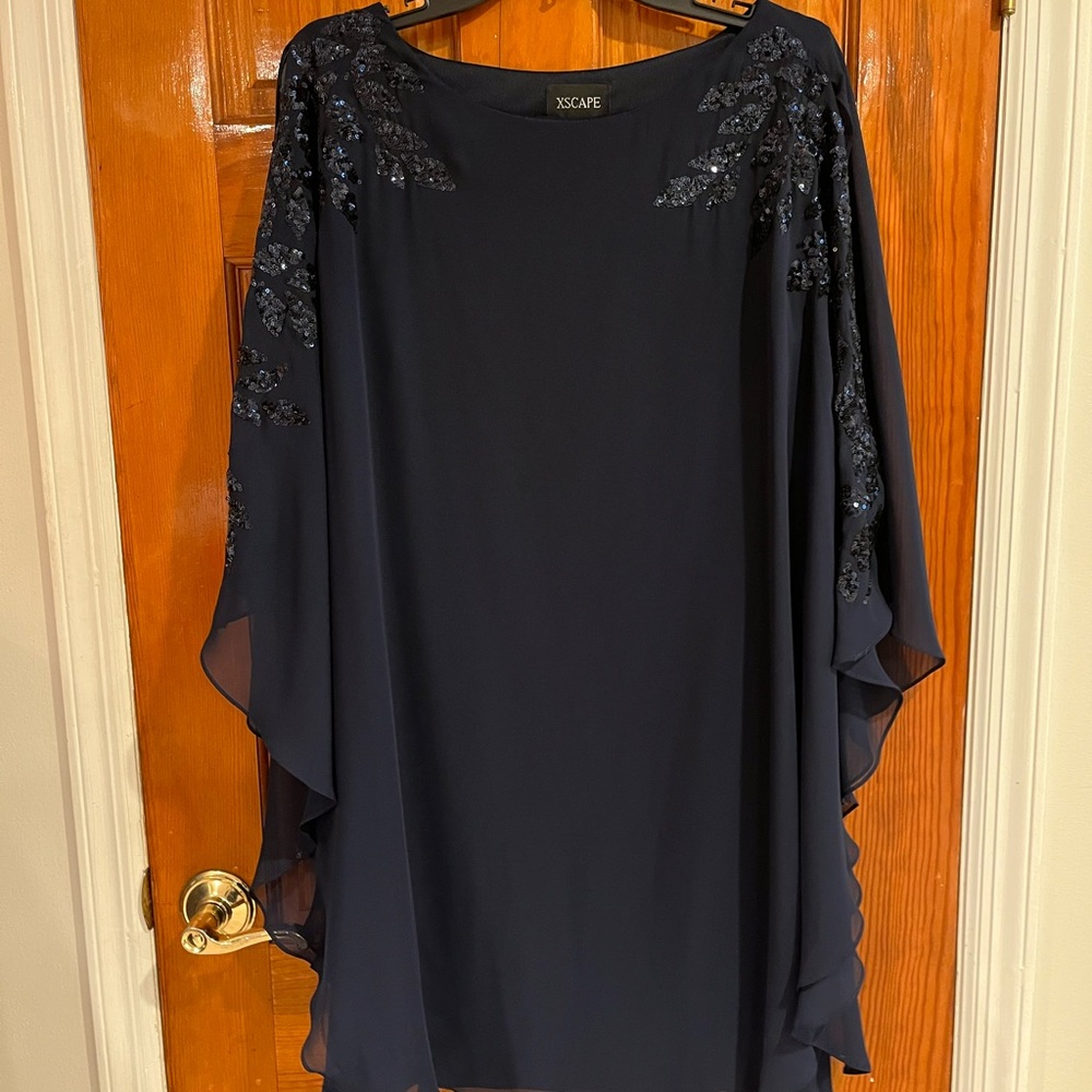 Xscape Navy Blue Sequin Dress for Special Event - Picture 2 of 5